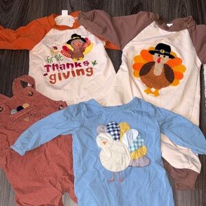 Bundle of 4 Thanksgiving outfits. 9 month bundle
